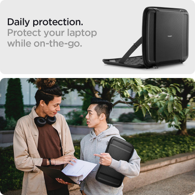 Çantë laptopi Spigen Rugged Armor Pro Pouch, për 16", mbrojtëse e fortë, e zezë