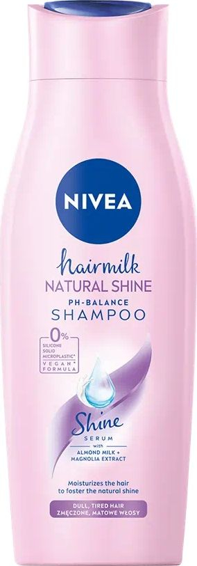Shampo flokësh NIVEA Hair Milk Natural Shine, për shkëlqim natyral, 400ml
