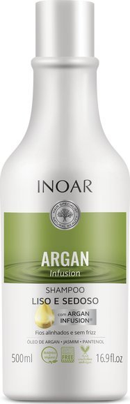 Shampo flokësh Inoar Argan Infusion, për flokë të drejtë dhe të butë, 500ml