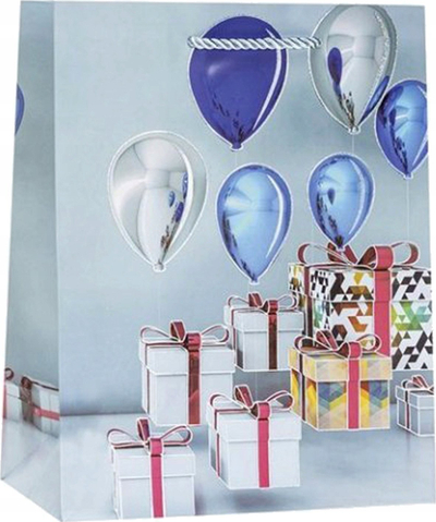 Qese dhuratash dekorative Balloons, 30x41.5x12cm, me tullumbace, shumëngjyrëshe