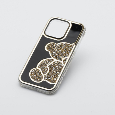 Kapak telefoni OEM TEDDY BEAR për iPhone 17 Pro, PU TPU, me ariush, ngjyrë e artë