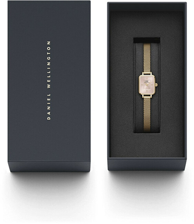 Orë dore për femra Daniel Wellington Micro Quadro Mini Evergold Blush DW00100655, e artë