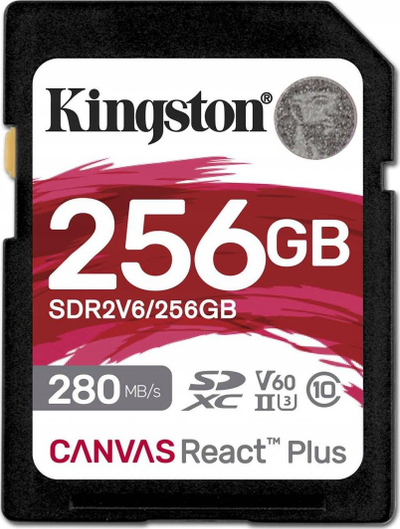 Kartë memorie SD Kingston Canvas React Plus SDXC, 256 GB, Class 10 UHS-II/U3 V60