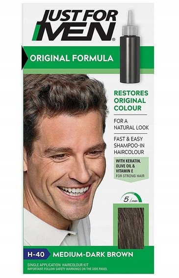 Bojë flokësh për meshkuj Just For Men H40, ngjyrë kafe mesatare e errët, permanente