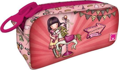 Penar Santoro Pencil Case Fairground Carousel, me zinxhir të madh, dizajn Gorjuss, rozë
