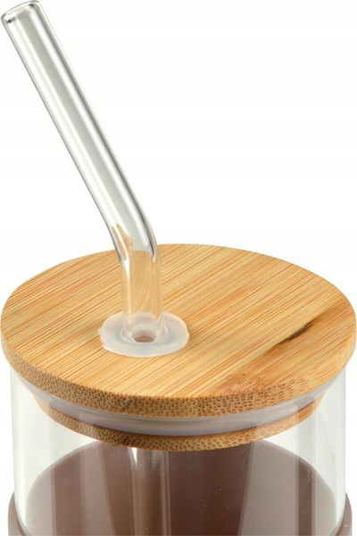Shishe uji Homea, qelq 0.5L, me pipëz, bezhë