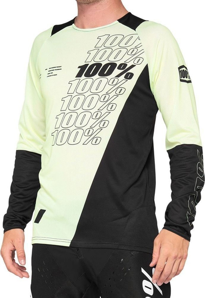 Bluzë çiklizmi 100% R-CORE Jersey, me mëngë t’gjata, XL, e verdhë me t’zezë