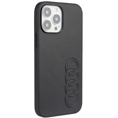 Maskë telefoni Audi me lëkurë sintetike, për iPhone 13 Pro Max 6.7", hardcase, e zezë