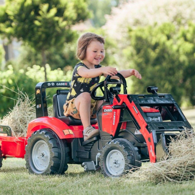 Traktor lodër me pedale Case IH Puma 240 CVX FA996AM, me ngarkues dhe rimorkio, i kuq