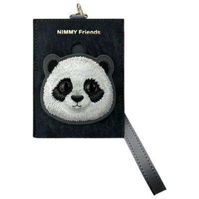 Set aksesorësh Nimmy Friends, 3 në 1, portofol dhe çantë telefoni, me panda, i zi