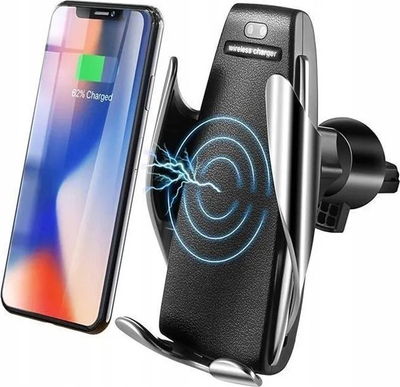 Mbajtëse telefoni për makinë Extralink S5, karikim wireless 15W, vendoset te grila e ajrit, e zezë