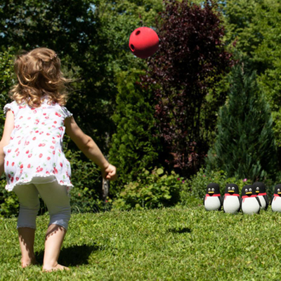 Set bowlingu për fëmijë Schildkröt Penguin, 6 kunja shkumë, me top, shumëngjyrësh