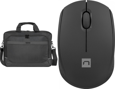 Set çantë me maus Natec Kudu Stork, 15.6", wireless, e zezë