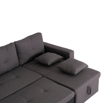 Divan-Shtrat këndor Wayne 224x145x86Hcm (HM3028.81), gri/ zezë