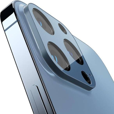 Mbrojtës kamerë Spigen Cameralens për iPhone 13 Pro 13 Pro Max, xham i temperuar, set 2 copë, blu