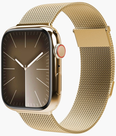 Rrip ore Vonmählen Milanese Loop 2 për Apple Watch 44 45 46 49mm, çelik inox, ngjyrë ari