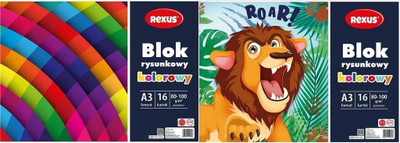 Bllok vizatimi Wektor A3, 16 fletë me ngjyra, 80g, set 10 copë