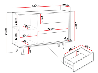 Komoda Trikso 1D3SZ (120 x 84 x 40)