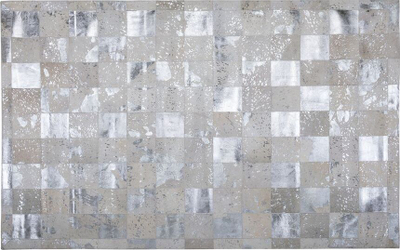 Tapet YAZIR Cowhide Area Rug, 160 x 230 cm, lëkurë e vërtetë, bezhë me argjend