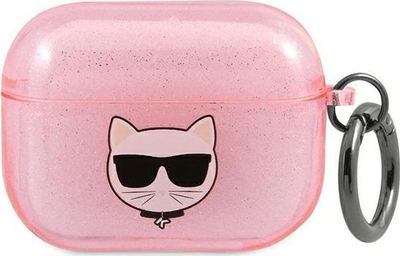 Këllëf për kufje Karl Lagerfeld Choupette, për Apple AirPods Pro, TPU me shkëlqim, rozë