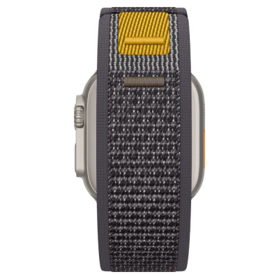 Rrip ore Apple Spigen Athlex Air, për Apple Watch 49/46mm, material stof sportiv, gri me të verdhë