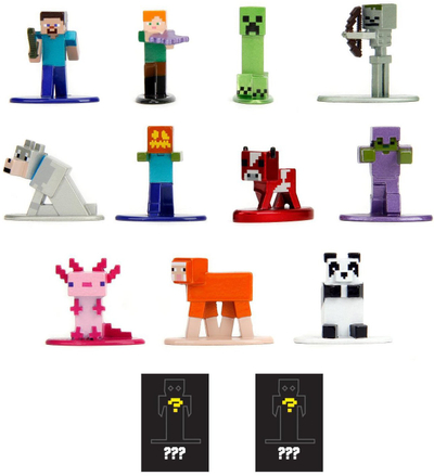 Figurina koleksionu Minecraft Nano, 13 lloje, set me 24 copë, shumëngjyrëshe