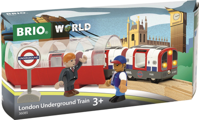 Сет возови Брио Trains of the World London Underground, со светло и звук, бело и црвено