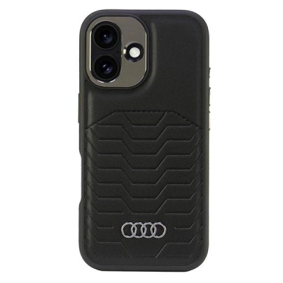 Kapak telefoni Audi Synthetic Leather MagSafe, për iPhone 16 Plus 6.7", hardcase, i zi