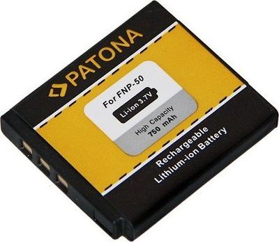 Bateri për aparat fotografik Patona PT1014 NP-50, 750 mAh, Li-ion, e verdhë e zezë