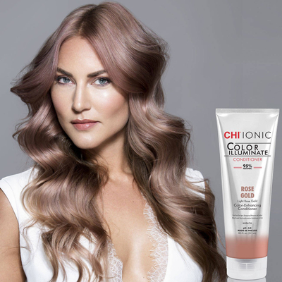 Balsam ngjyrues flokësh CHI Ionic Color Illuminate Rose Gold, rifreskim ngjyre, shkëlqim, 355ml