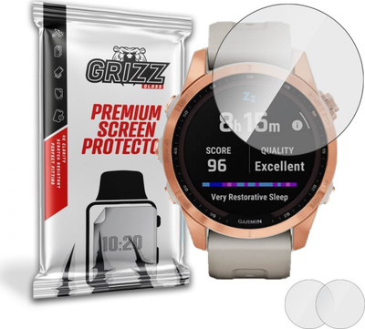 Xham mbrojtës GrizzGlass Hybrid, për Garmin Fenix 7S, set 2 copë, transparent