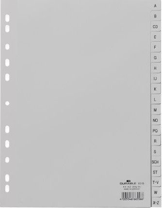 Разделувач за документи Durable 6510-10 A4, пластичен, сив