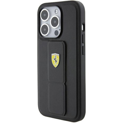 Mbulesë telefoni Ferrari Hard Case Grip Stand, për iPhone 15 Pro 6.1", me mbajtëse, e zezë