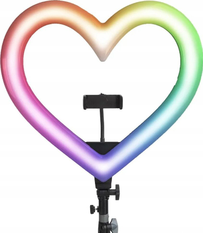 Unazë drite LED Heart Stream RGB, 10", tripod 2.1 m, me mbajtëse telefoni