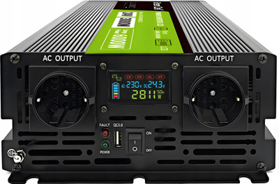 Inverter energjie Green Cell PowerInverter LCD INVGC24P3000LCD, 24V, 3000W me valë të pastër sinus, i zi