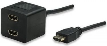 Nдaрyвaч HDMI Techly ICOC HDMI-F-002, 2 порти, кабел 30 cm, црн