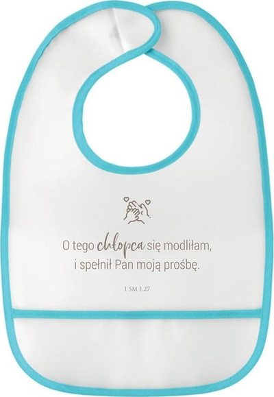 Плаво лигавче за бебиња, „Се молев за овој дечко“, отпорно на вода, сино