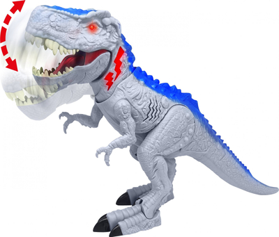 Lodër dinosauri Dragon-i Toys Mighty Megasaur Megahunter T-Rex, me drita dhe zë, gri me blu