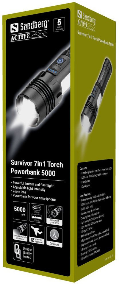 Powerbank Sandberg Survivor 7in1 Torch, elektrik dore, rezistent, i zi