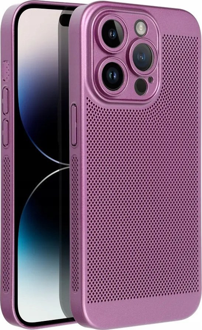 Mbulesë telefoni Breezy për iPhone 15 Pro Max, rrjetë ajrimi, vjollcë