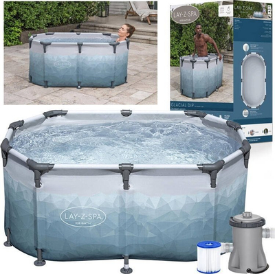 Kuvetë akulli Bestway Glacial Dip 6002N, 150x90 cm, me pompë filtri, gri