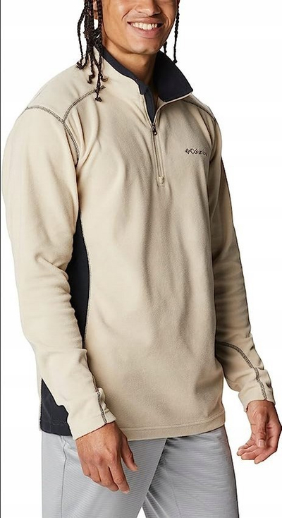 Bluzë fleece Columbia Klamth Range Half Zip, me gjysmë zinxhir, bezhë me të zezë