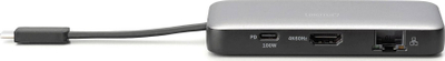 Docking station udhëtimi Digitus USB C, 7 porta, HDMI 4K, gri