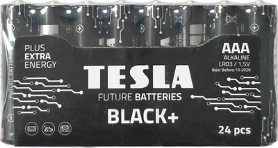 Bateri AAA Tesla Black+, alkaline 1.5V, pako 24 copë, e zezë