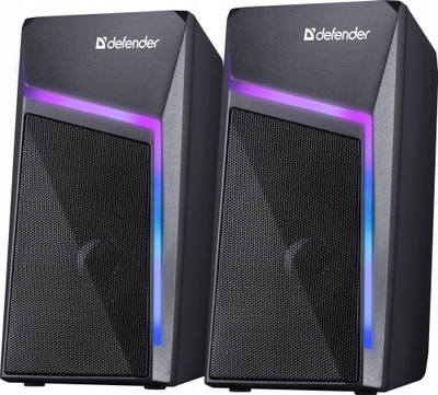 Altoparlantë Defender Stellar, 2.0, 6W, me ndriçim, të zinj