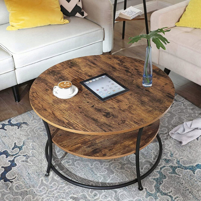 Tavolinë kafeje LEOBERT Coffee Table, rrumbullake, raft i poshtëm, kafe