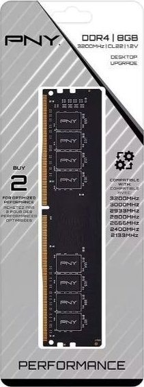 Memorie PNY DDR4, 8 GB, 3200 MHz, CL22, MD8GSD43200-SI