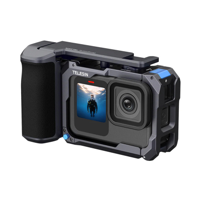 Set aksesorësh Telesin Streetgrip për GoPro Hero 9 10 11 12, kornizë alumini, dorezë ergonomike, i zi