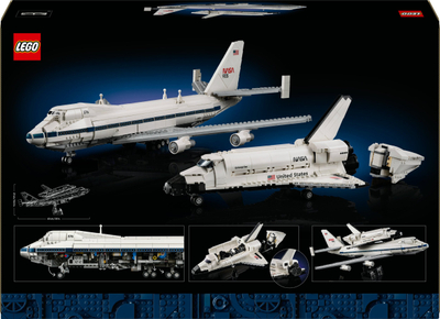 Lodër ndërtimi Lego Icons Shuttle Carrier Aircraft 10360, model Boeing 747 me NASA Space Shuttle, për të rrit