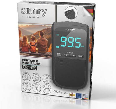 Radio portative Camry CR 1905, FM/AM, USB Type C, e zezë